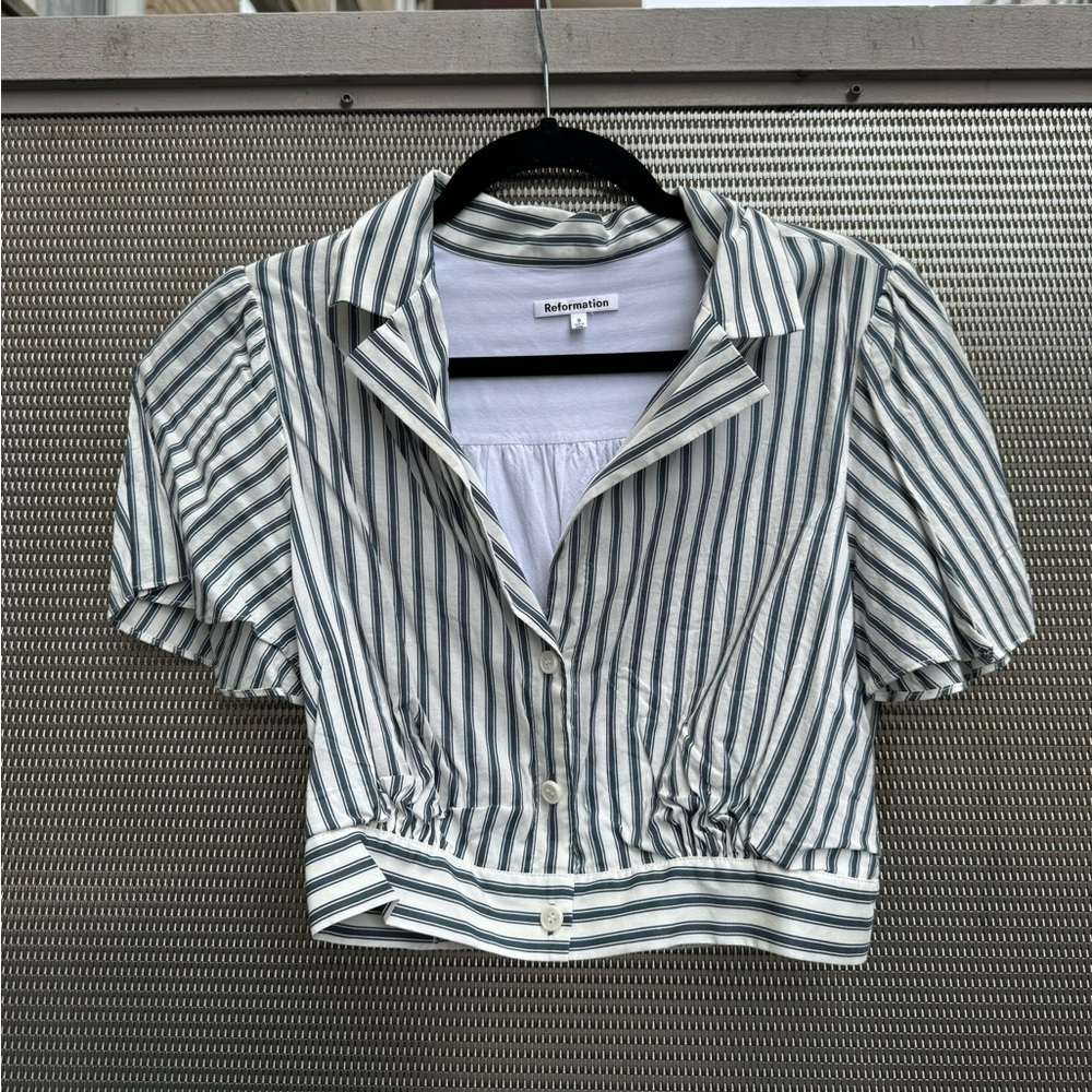 Reformation striped collared crop top
